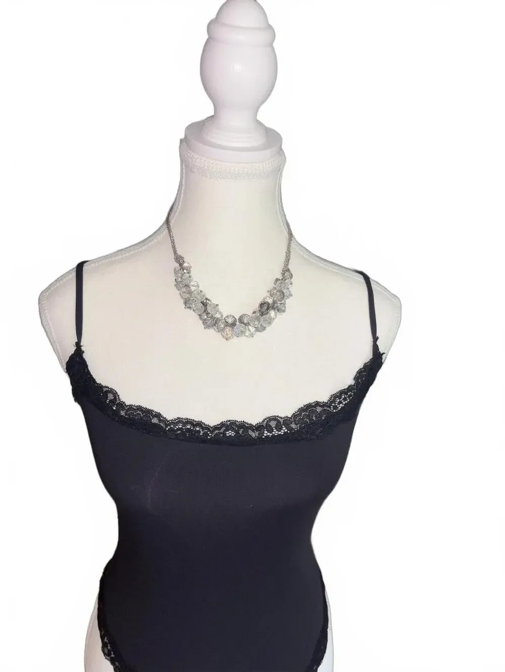 Elegant Silver Crystal Statement Necklace with Multi-Chain Design
